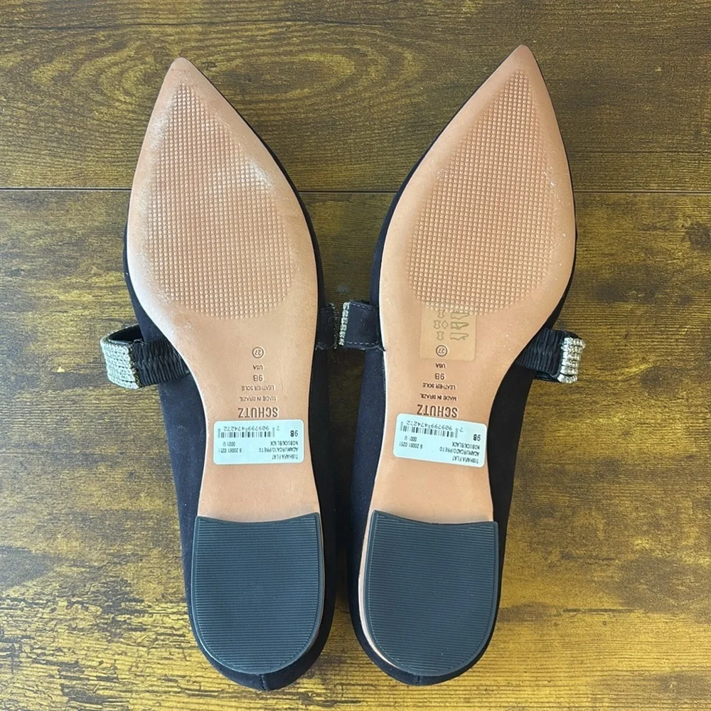 SCHUTZ Black Nubuck Tishara Flats 9 - Picture 8 of 9